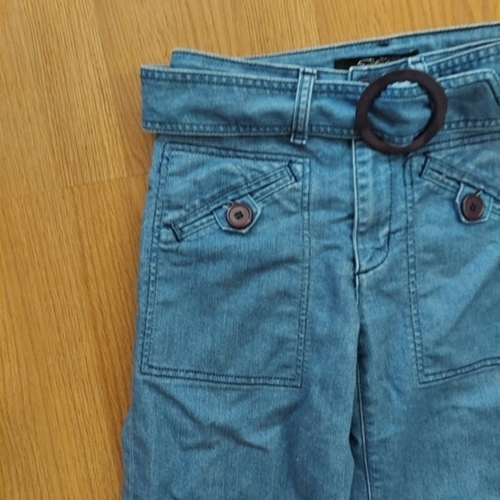 Serfonaine belted jeans flare 70s style made in U.S.A. stretch denim size 25 - Picture 2 of 9